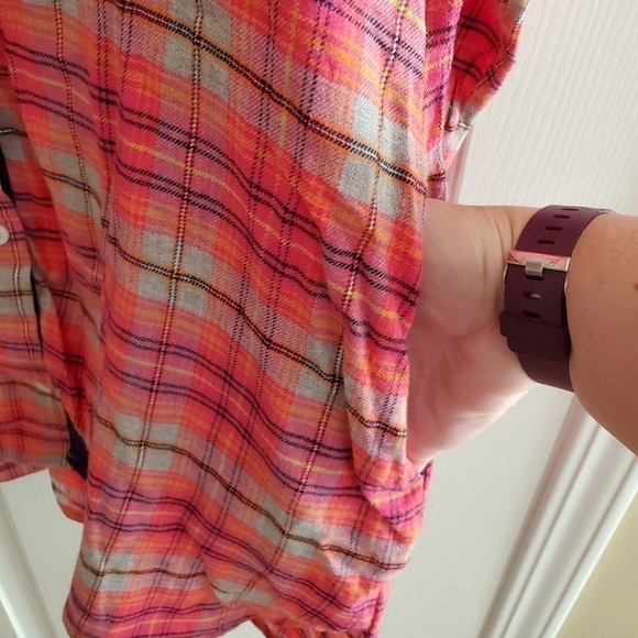 DKNY Pink Print Plaid Nightshirt with pockets size M - Picture 3 of 7